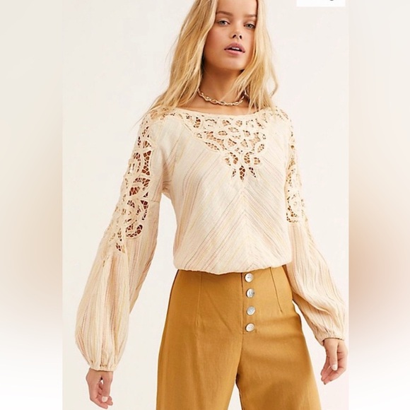 Free People Floating Memories Blouse size large - Picture 1 of 6